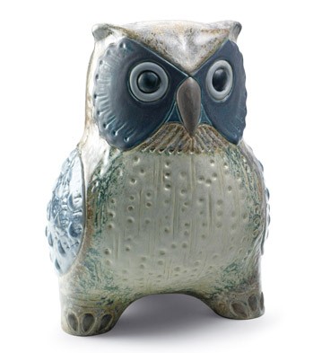 Lladro Owl Figurine. Large model. Grey 01012532